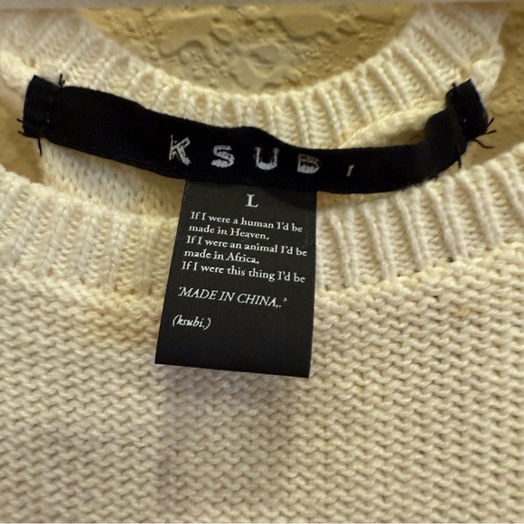 Ksubi Cream Braided Backless Tank Top Relaxed Fit Sz L - Picture 4 of 7